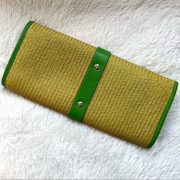 Kate Spade Wicker Clutch with Green Leather Accents - Picture 6 of 16
